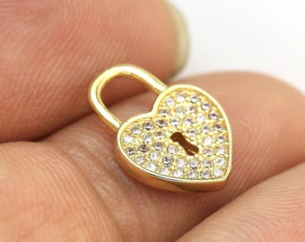 6 ciondoli a forma di cuore per orecchini, ciondoli staccabili per orecchini a cerchio, placcati in oro vero, per la creazione di orecchini e gioielli - G1001