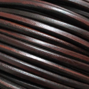 5mm Genuine Leather cord, Antique Round leather cord, Distressed leather strips, Mens bracelet making