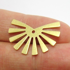 Brass sun charm, Earring charms, Brass fan charm, 25x17x0.7mm, Half sun shaped, Earring accessories, Jewelry Making - R810