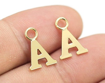 Gold A Letter Charms, Detachable Earring Charms, Name Charm, Real 14K Gold plated, Earring Accessories, Bracelet Charms - G1049