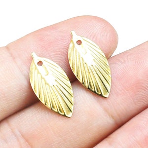 Textured Leaf Earring Charms, Brass Leaf Charm, Earring Findings, 18x8.7mm, DIY Jewelry Making - R2503