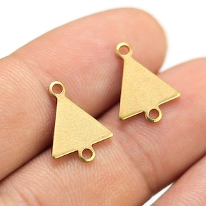 Connettore triangolare in ottone, Ciondoli per orecchini triangolari, Connettore catena a maglie, Risultati di orecchini geometrici, 15.6x12x1mm, Creazione di gioielli - R1849