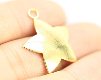 Textured Arched Star Charm, Detachable Earring Charm For Hoops, Real Gold plated, Necklace Pendant, Jewelry Supplies -G1014