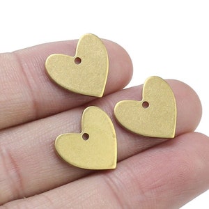 Brass Heart Charm, Brass Charms For Jewelry Making, Earring Findings, 14x13.4x1mm, Jewelry Making - R1334