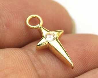 6pcs North Star Earring Charms, Detachable Charms For Hoops, Detachable Earring Charm, Earring Findings, Real Gold plated - G1008