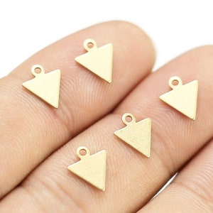 Triangle Charms, Earring Charm For Jewelry Making, 9.5x8mm, Add-on Bracelet Charm, Geometric Findings, Raw brass, Jewelry Supplies -R1850