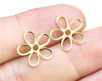 Brass Daisy Charm, Flower Earring Charms, Brass Connector, 12.6x0.5mm, Earring Findings, Jewelry Making - R2485