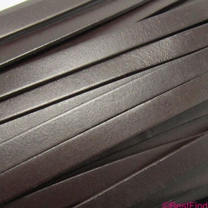 5mm Genuine leather cord, 5x2mm, Flat leather cord, Brown leather strips, Leather bracelet making