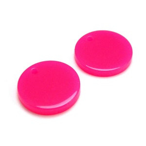 Acetate Charms, Hot pink Round Earring charms, 15x2.4mm, Earring Accessories, Cellulose Acetate Charm, Jewelry making