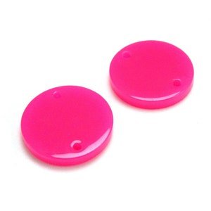 Acetate Charms, Hot pink Round Earring Connector, 15x2.4mm, Earring Accessories, Cellulose Acetate Charm, Jewelry making
