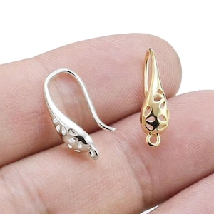 Daisy Earring Wires, Teardrop Earring Hooks, Earrings Making, Real Gold Plated, Earring Findings, Jewelry Supplies, 19.3mm -GH216