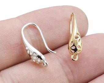 Daisy Earring Wires, Teardrop Earring Hooks, Earrings Making, Real Gold Plated, Earring Findings, Jewelry Supplies, 19.3mm -GH216