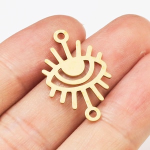 Brass Sun Charm, Earring Connector, Sun Eye Charm, Earring Findings, 27x17x0.85mm, Jewelry making - R1916