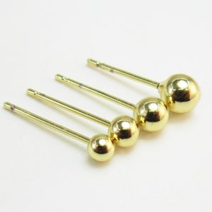 10pcs Gold Ball Earring Post, Stud Earrings, Earring Accessories, 5mm 4mm 3mm, Real gold plated, Jewelry Supplies - GS026 GS029 GS032 GS035