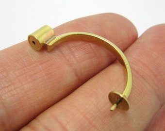 Front Back Earrings, Brass Earring Back with Ball setting, 26.5x13.2mm, Brass Earring Earplug, Earring Stopper, Jewelry Making - R871