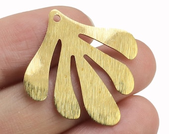 Textured Leaf Earring Charms, Brass Leaf Charm, Necklace Pendant, Earring Findings, 30.8x29.4mm, Jewelry Making - R1529