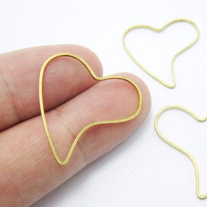 Brass Heart Charm, Earring Pendant, Brass Heart Findings, 25x1mm, Necklace Pendant, DIY Polymer Clay, Epoxy Resin, Jewelry Making - R1428