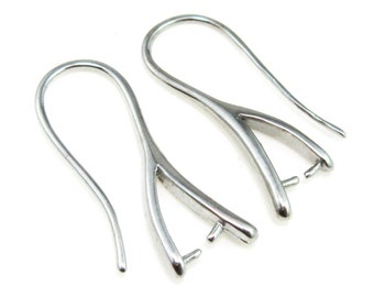 Ganchos para pendientes, pendientes de latón, accesorios para pendientes, chapados en rodio, 24 mm, alambre con aro, suministros para pendientes, fabricación de joyas - RP017