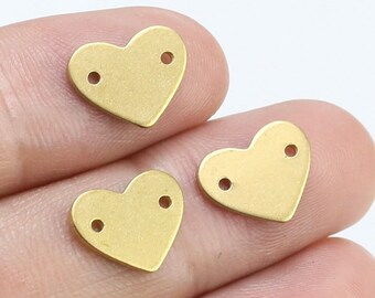 Heart Connector, Brass Charm For Jewelry making, Link Chain Connector, Earring Findings, Raw Brass Charm, 12x9.3x1mm - R1332