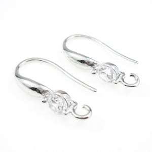 10pcs Silver tone Earring hooks, Dainty ear wires, Statement earrings, Brass jewelry supplies - RP008