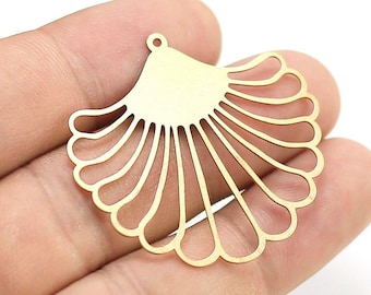 Colgante de latón con flecos, colgante para pendientes, colgante floral, piezas de latón en bruto, colgante para collar, 40 x 38 mm - R1512