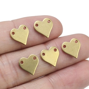 Brass Heart Charms, Link Chain Connector, 10x1mm, Bracelet Charms, Raw Brass Findings, Jewelry making - R1335