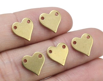 Brass Heart Charms, Link Chain Connector, 10x1mm, Bracelet Charms, Raw Brass Findings, Jewelry making - R1335