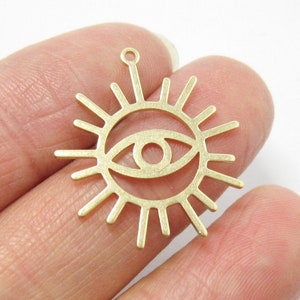 Sun Eye Earring Charms, Brass Sun Charm, Earring Findings, 25x23mm, Brass Charms For Jewelry Making - R1135