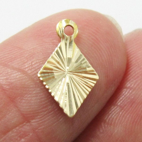 Brass Charm, Rhombus Earrings Charm, Earring Accessories, 13x8x0.4mm, Textured Geometric Brass findings, Jewelry Making - R1204