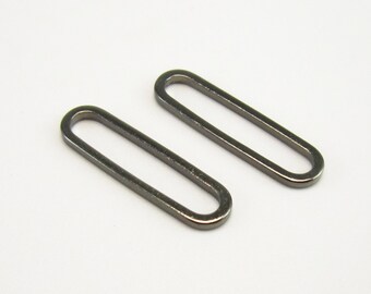 50pcs Black Oval Brass Charm, Link Chain Connector, Earring Findings, 20x5.4mm, Jewelry Making -RP071