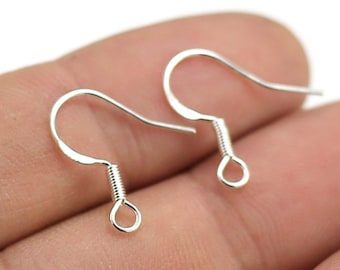 Brass Earring Wires, Sterling Silver Plated, Ear wires, Earring Hooks, Earring Connector, Jewelry Making - RP131