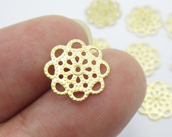 Brass Charms - Brass Flower Charm, Earring Connector - 12.3x0.6mm - Brass Earring Findings - Jewelry Making - R1410