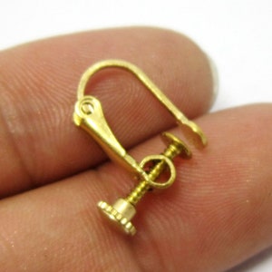 Screw Back Earrings, Brass Earring Hooks, 15.5mm, Raw Brass Earring Supplies, Jewelry making - R260