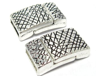3pcs 10x2mm Leather Clasp, Intervein Texture, 10mm Flat Leather Clasp, Mens Bracelet, Leather Bracelet Making -FC30