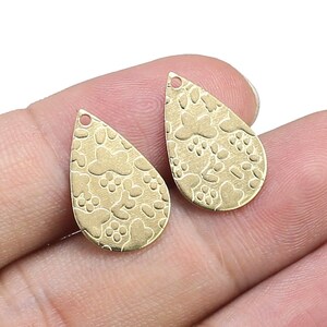 Textured Drop Pendant, Teardrop Earring Charms, 17.8x11.4x0.7mm, Earring Findings, Necklace Pendant, Brass Charms For Jewelry Making - R2285