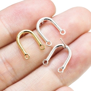 U Shaped Earring Post, Stud Earrings With Loop, Earring Findings, Real Gold / Sterling Silver Plated, Jewelry Making - GS211