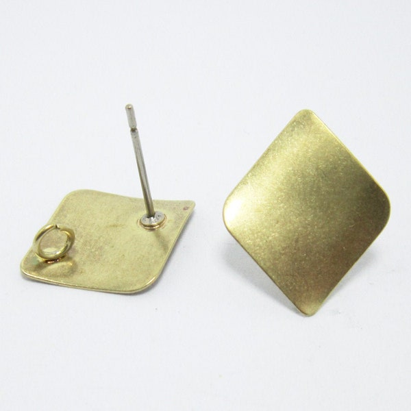 10pcs Wavy rhombus studs earrings, Brass ear post, 17x14mm, earrings findings, Jewelry making - R278