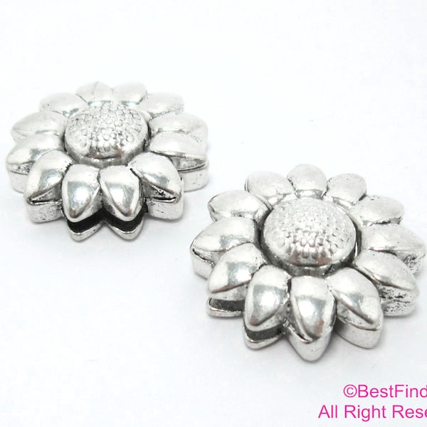 3pcs Magnetic clasp, 10mm SunFlower magnet clasp, 10x2mm flat leather clasp - FC15