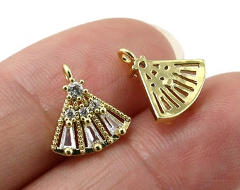 6pcs CZ Fringe Earring Charms, Jewelry Making Charm, Necklace pendant, Bracelet Charms, Real Gold Plated - G007