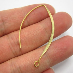 Brass earring wires,  Hammered Brass ear hooks, 45mm, Earring accessories, Jewelry making - R209