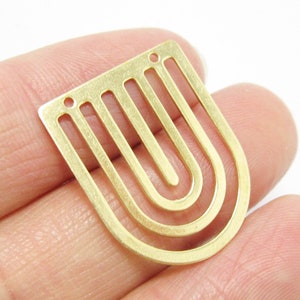Brass charms, Geometric earring connector, D shaped, Earring Accessories, 25x20mm, DIY Jewelry making - R1139