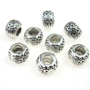 20pcs Silver metal beads rosary beads 4.8mm Large hole waist bracelet beads RB29