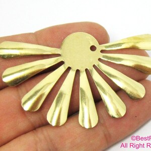 Sunburst Charms, Half Sun Earring Charm, Brass Flower Pendant, Earring Findings, 58.5x36mm, Necklace Pendant, Jewelry Making - R412