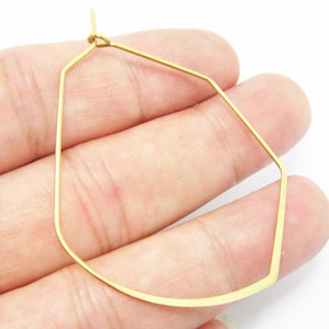 Brass earring wires, Hammered Earring hoops, 51x39mm, Geometric earring findings, Jewelry making - R950