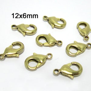 Brass lobster clasp, 12x6mm, Raw brass claw clasps, Lobster clasp, Bracelet clasp, Chain Necklace connector, Jewelry making - R203