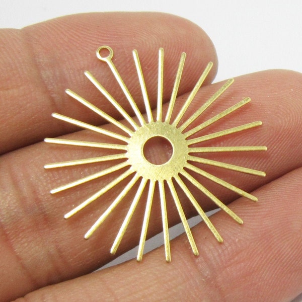 Brass Sun Earring Charm, Earring Embryo, Earring Findings, 32x30x0.65mm, Brass Charms For Jewelry Making - R798