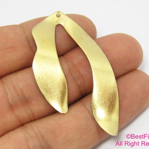 Brass charms, Dangling earring charm, 48x25mm, Necklace pendant, Jewelry making - R410