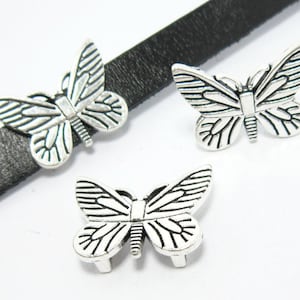 10pcs 10mm Leather findings 10x3mm butterfly flat leather slider