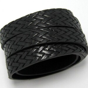 1meter 10mm leather cord Black faux braided lace 10x2mm leather strips S1001