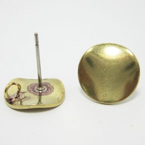 Round Earring Posts, Brass Stud Earrings, Raw Brass Earrings, 12mm, Jewelry making supplies - R286